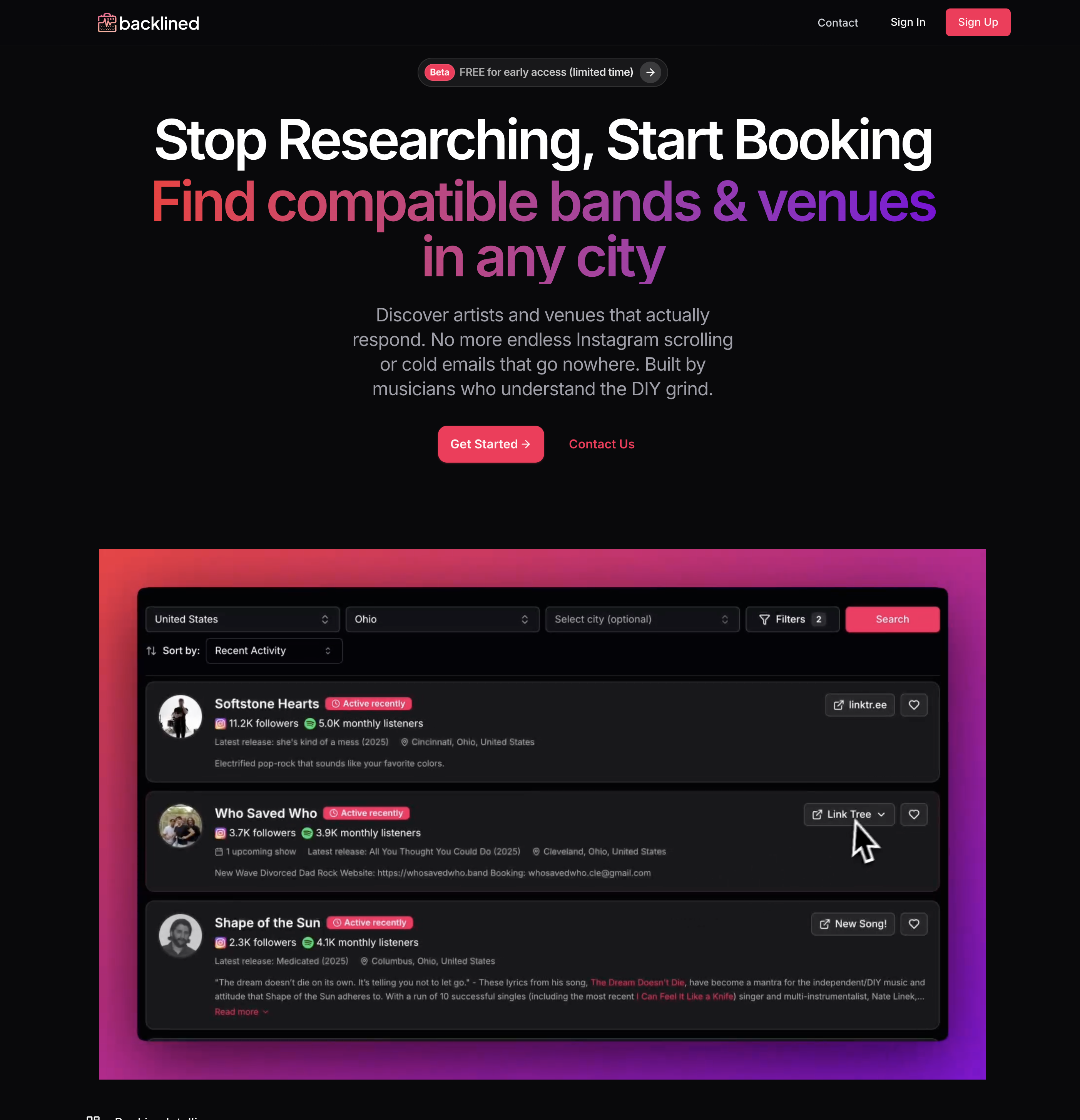 Backlined app preview